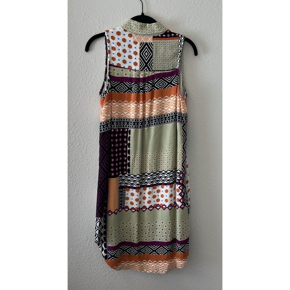 ANTHROPOLOGIE Women's Everyway Shirt Dress Size 2P Patchwork Boho Colorful Artsy - Picture 8 of 16